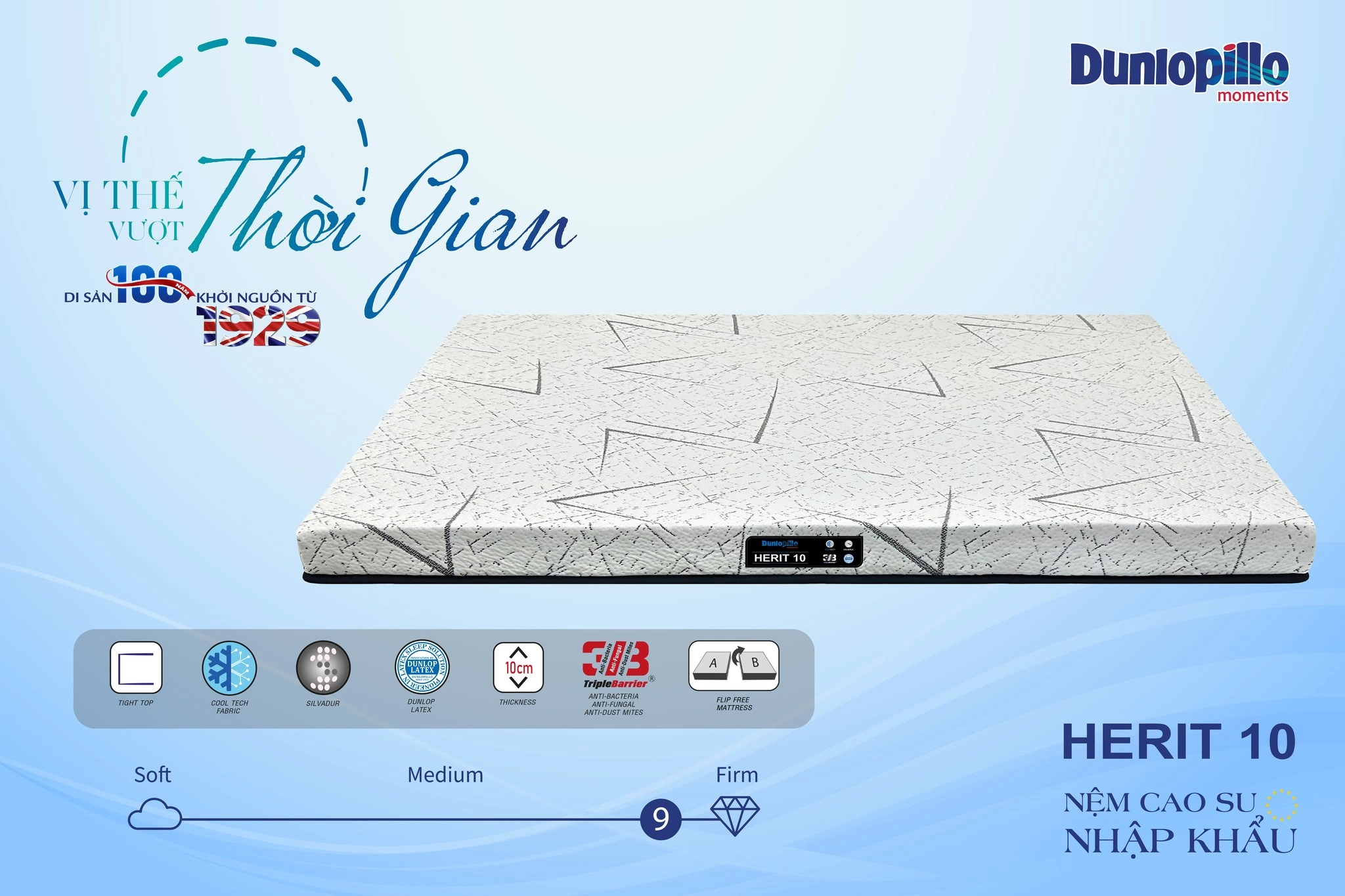 Nệm cao su thiên nhiên Dunlopillo Herit 6 nem cao su thien nhien dunlopillo herit 1